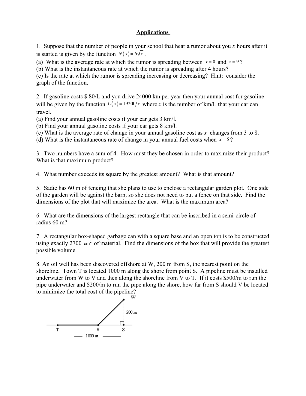 Unit F Applications of Derivatives Review