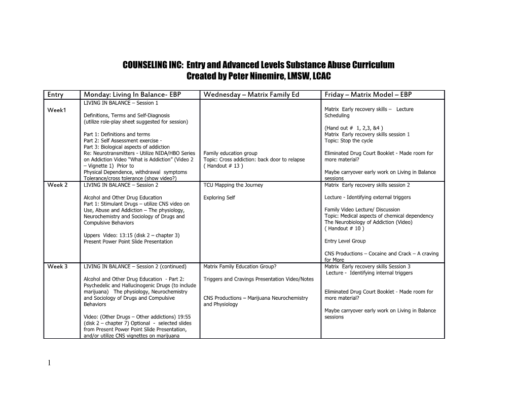 Sedgwick County Drug Court: Substance Abuse Curriculum