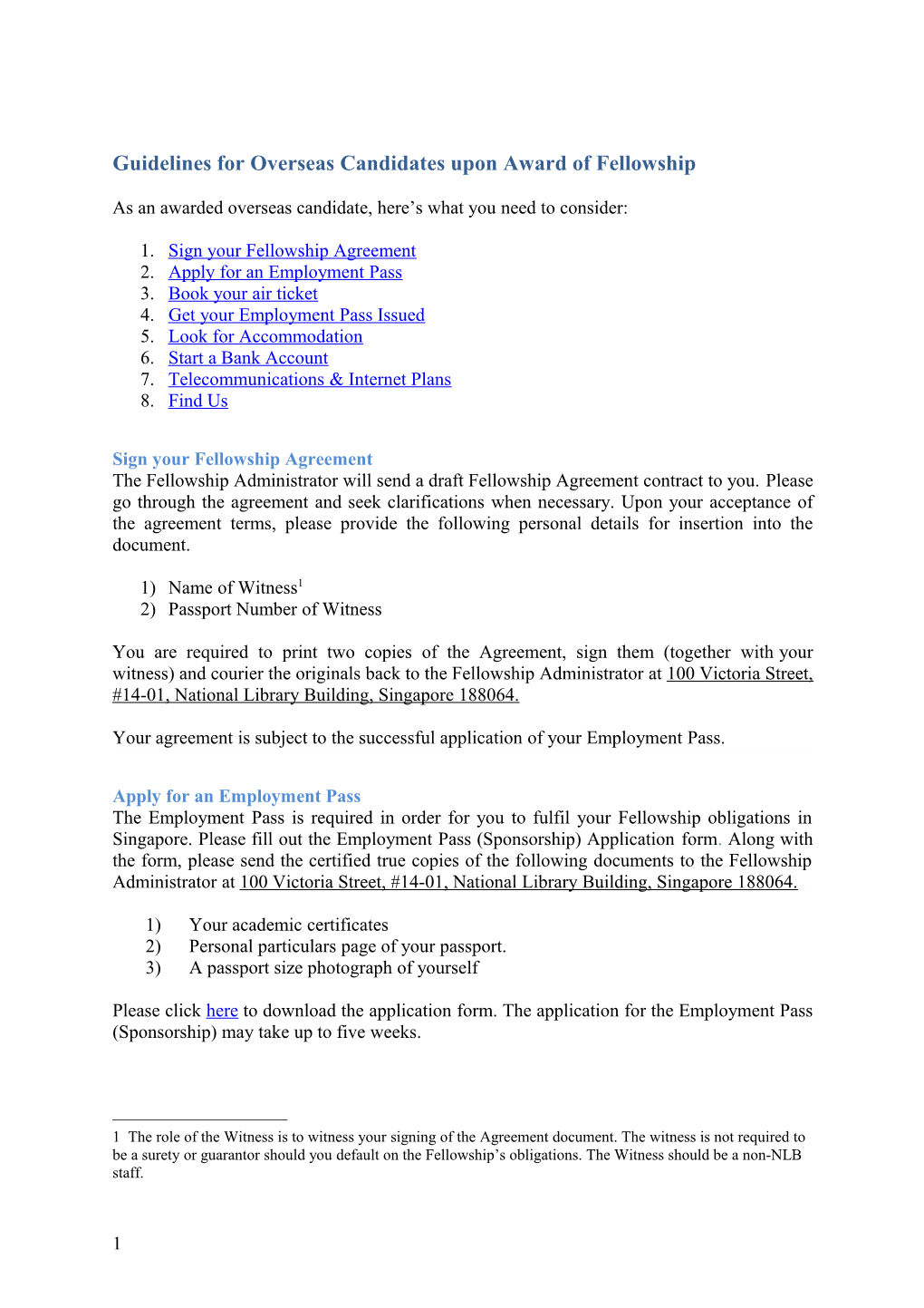 Guidelines for Overseas Candidates Upon Award of Fellowship