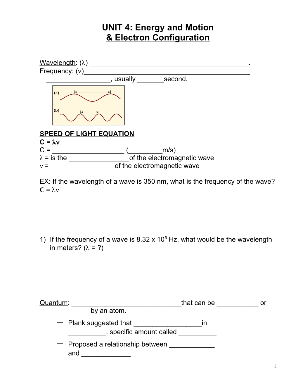 UNIT 4: Energy and Motion