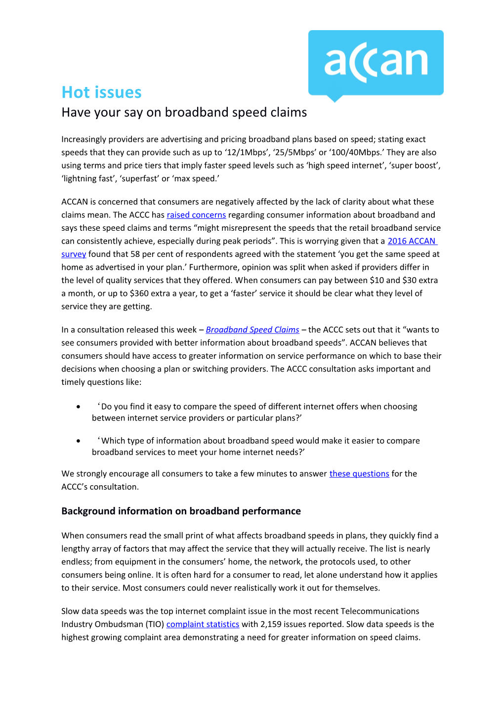 Have Your Say on Broadband Speed Claims