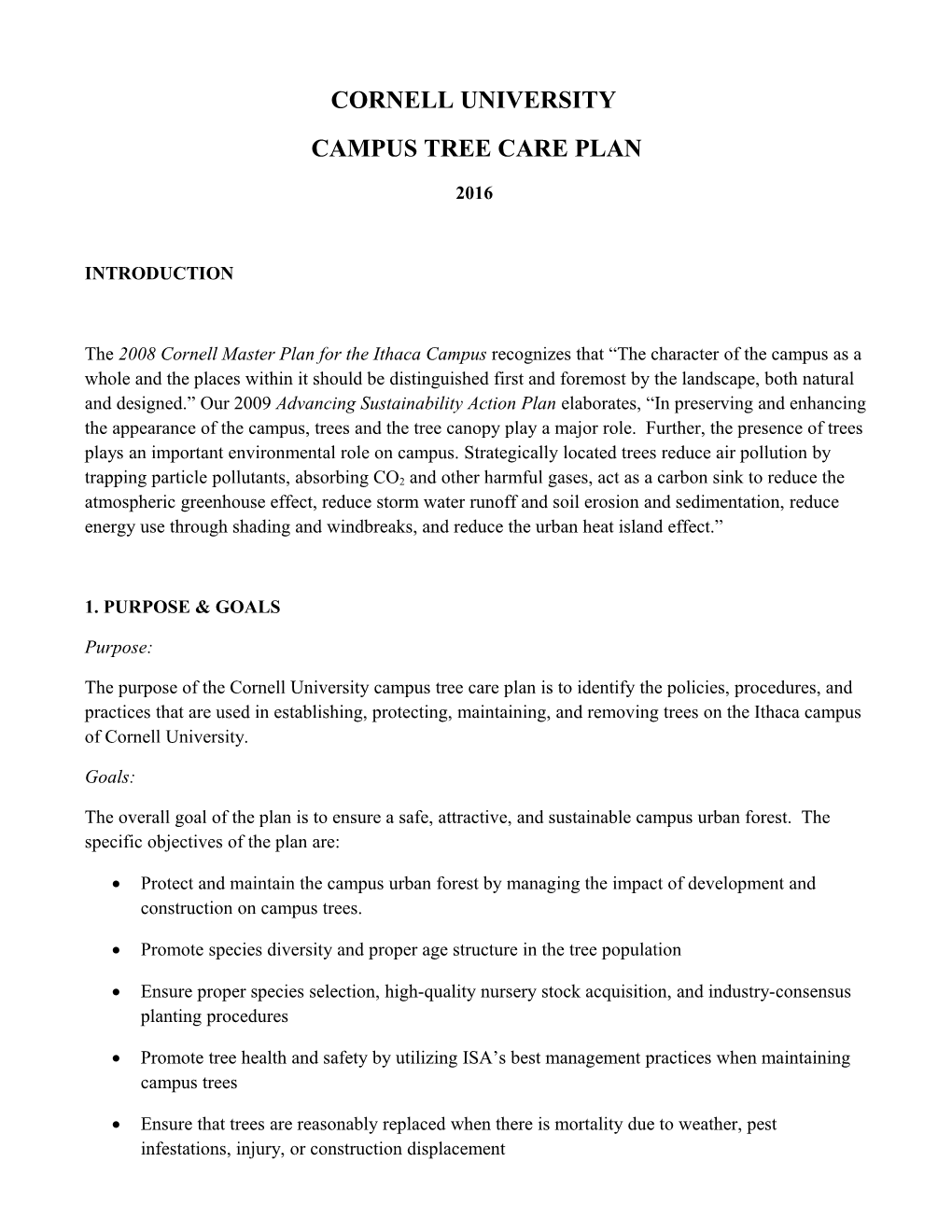 Campus Tree Work Plan
