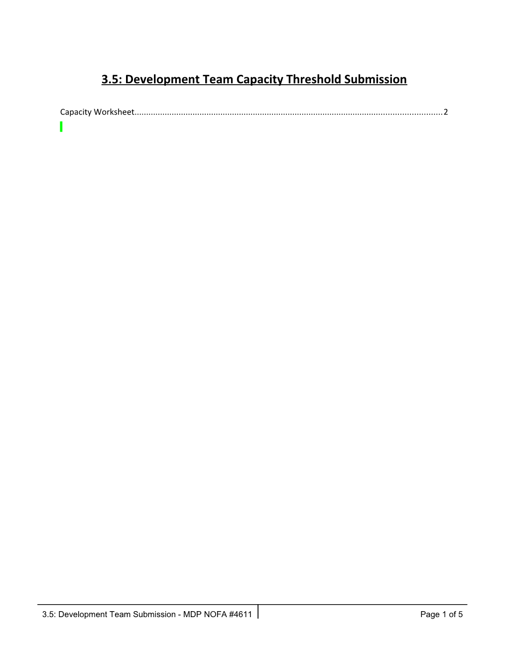 3.5 Development Team Capacity