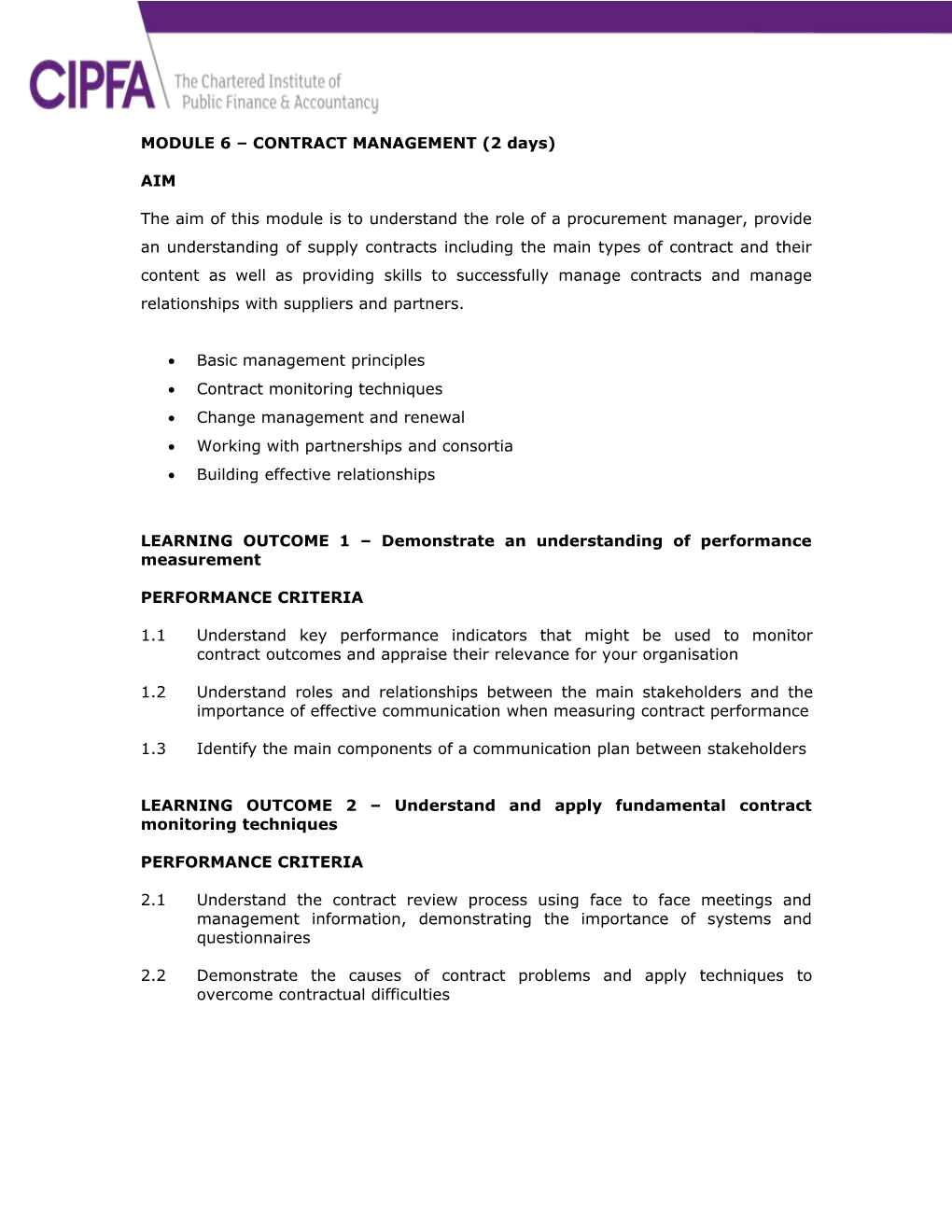 MODULE 1 STRUCTURES, GOVERNANCE and STANDARDS (1 Day)