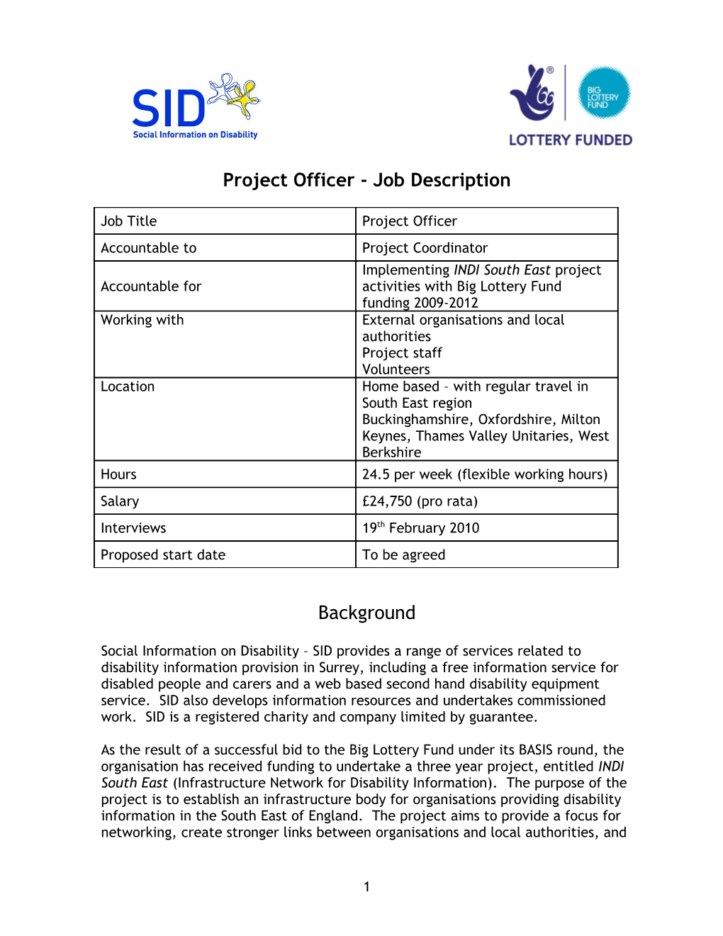 Project Officer - Job Description