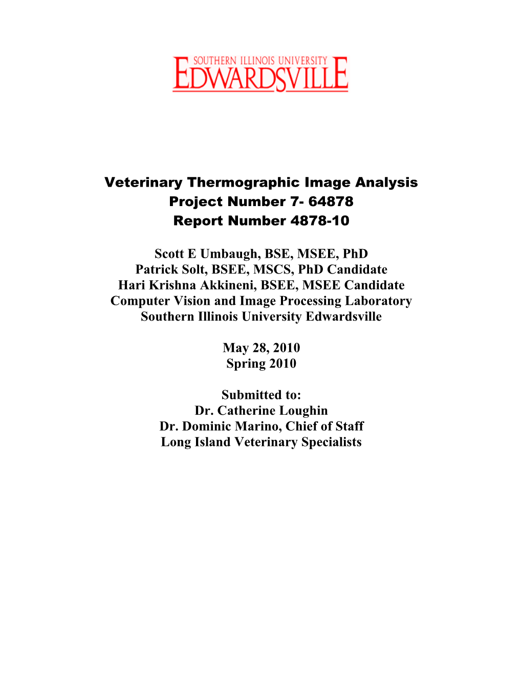 Veterinary Thermographic Image Analysis