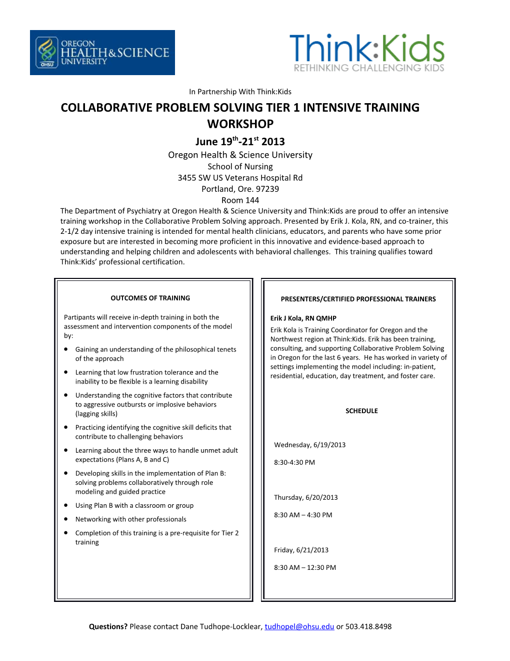 Collaborative Problem Solving Tier 1 Intensive Training Workshop