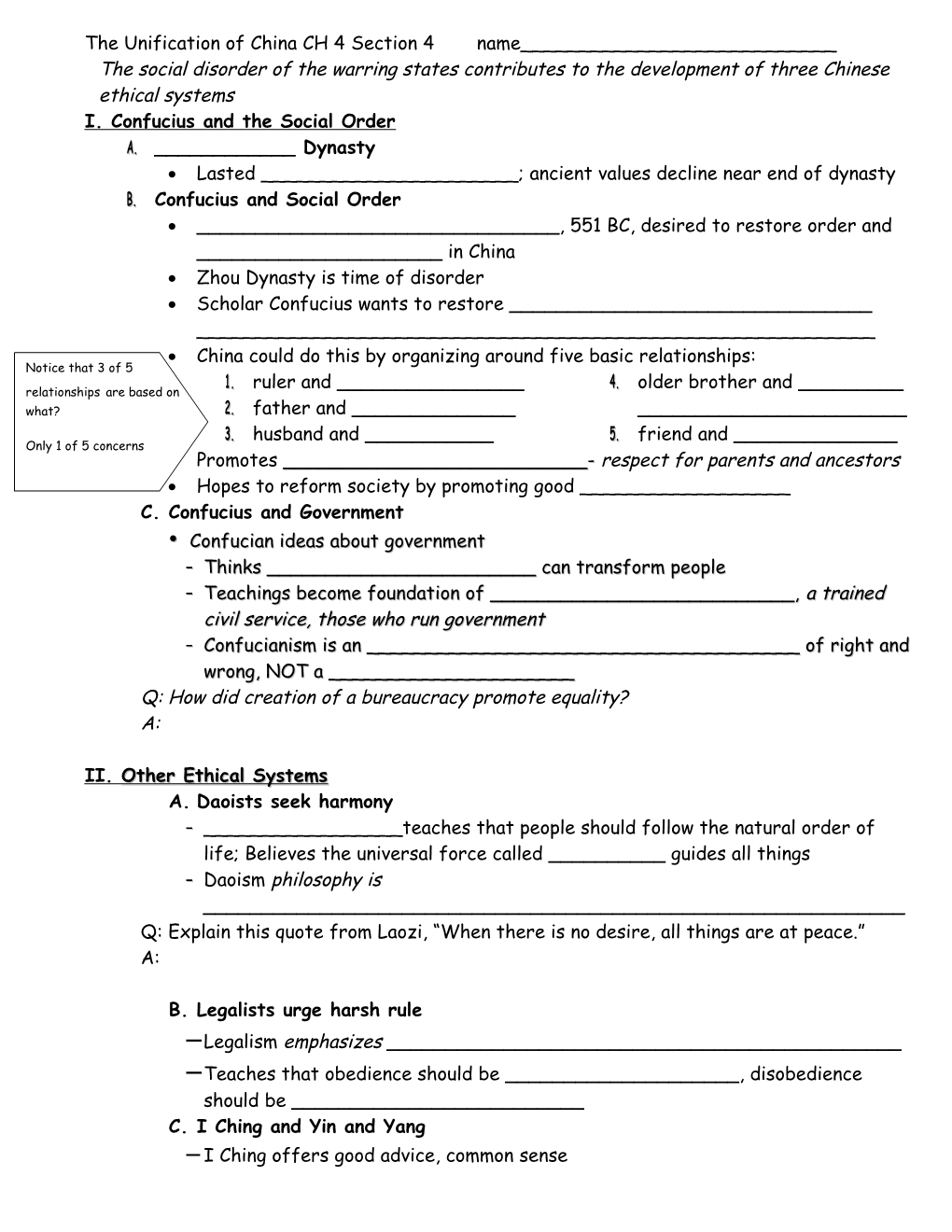 The Unification of China CH 4 Section 4