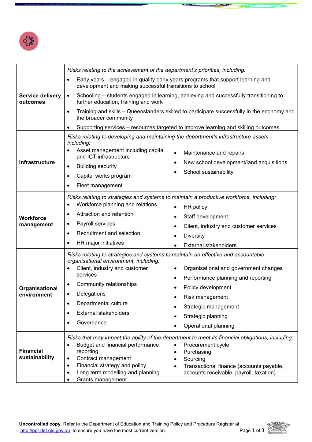 Information Sheet - Risk Category Descriptions