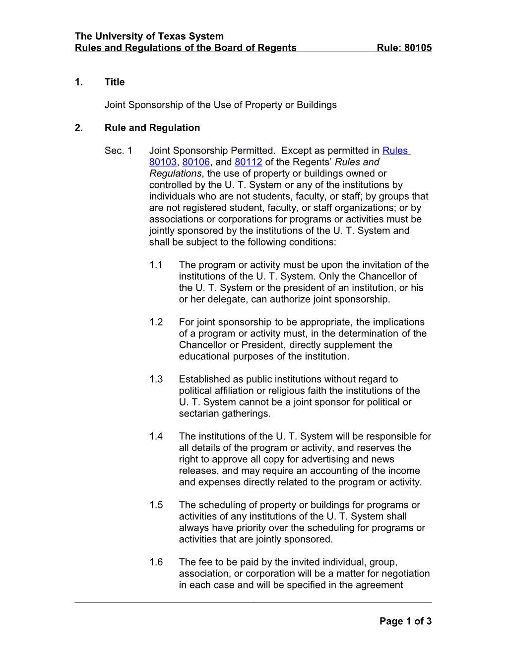 Joint Sponsorship of the Use of Property Or Buildings