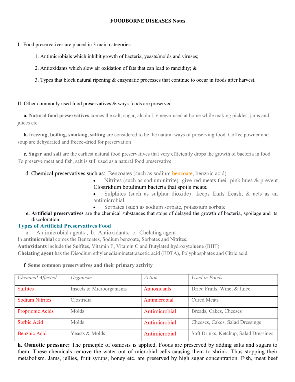 FOODBORNE DISEASES Notes