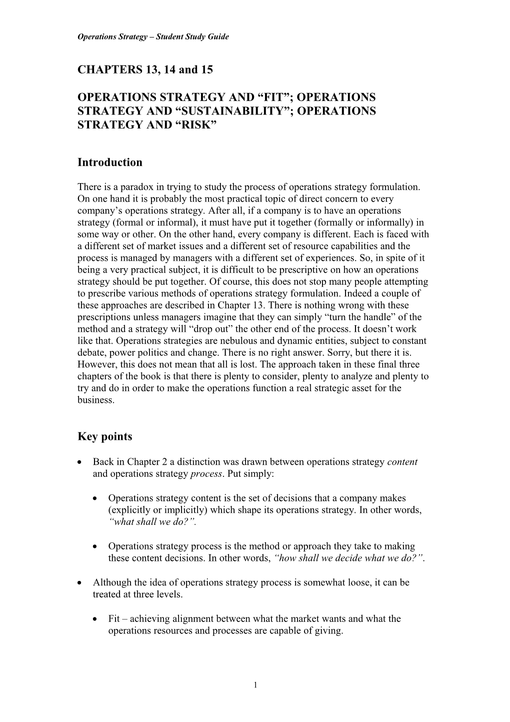Operations Strategy Study Guide