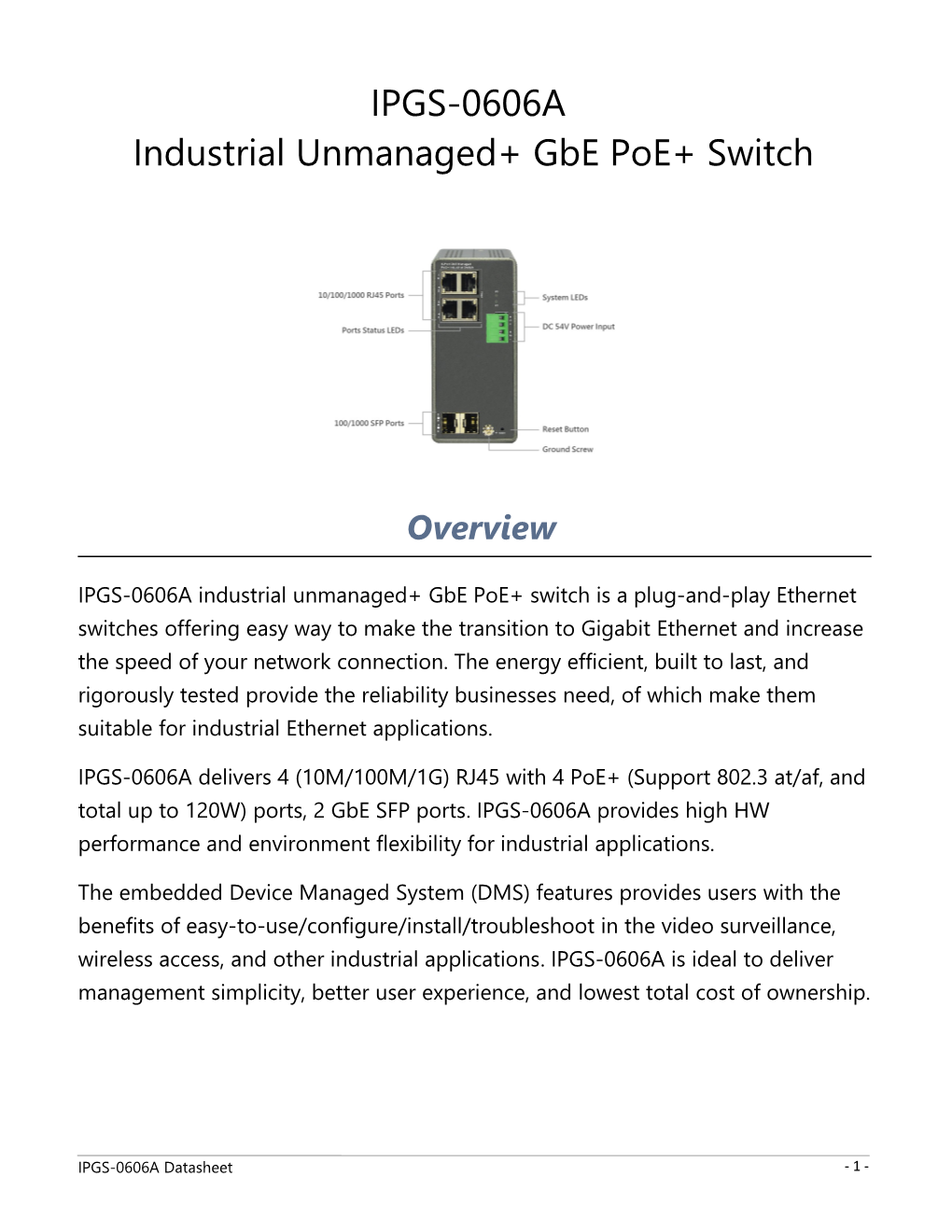 Industrial Unmanaged+ Gbepoe+ Switch