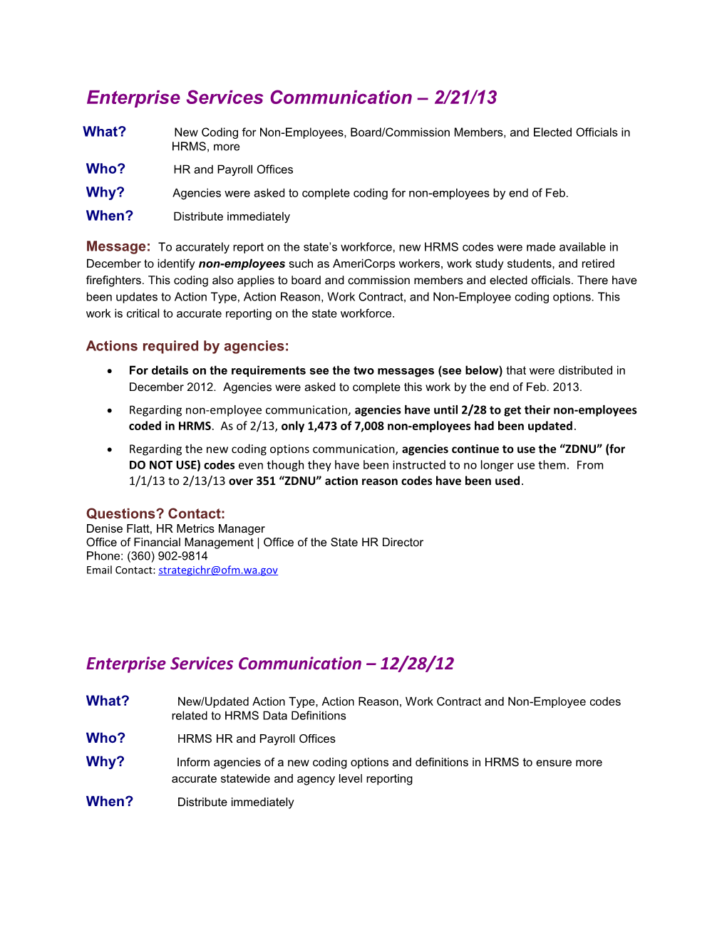 Enterprise Services Communication 2/21/13