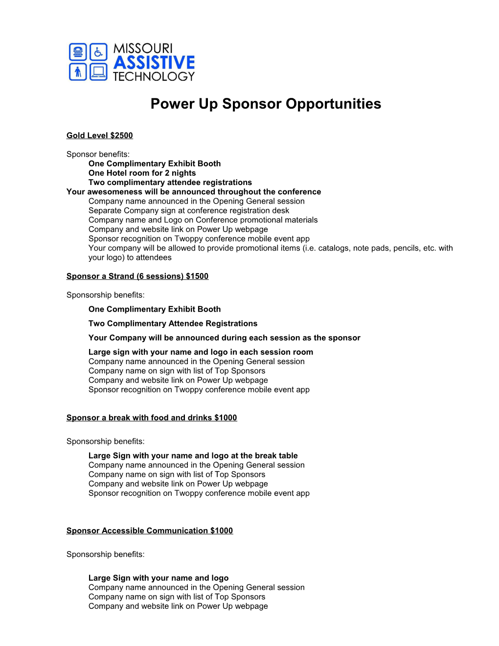 Power up Sponsor Opportunities