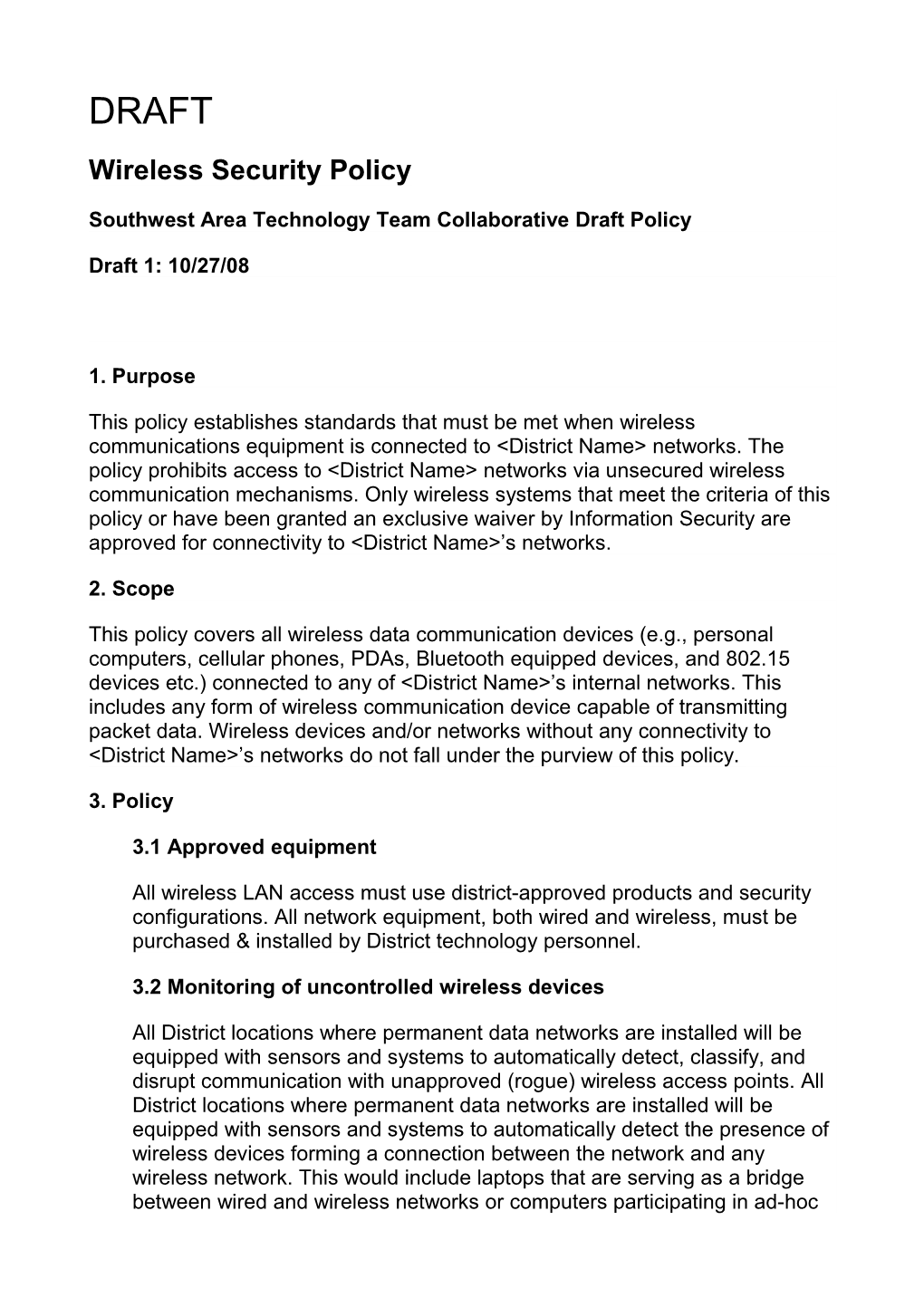 Wireless Security Policy V1