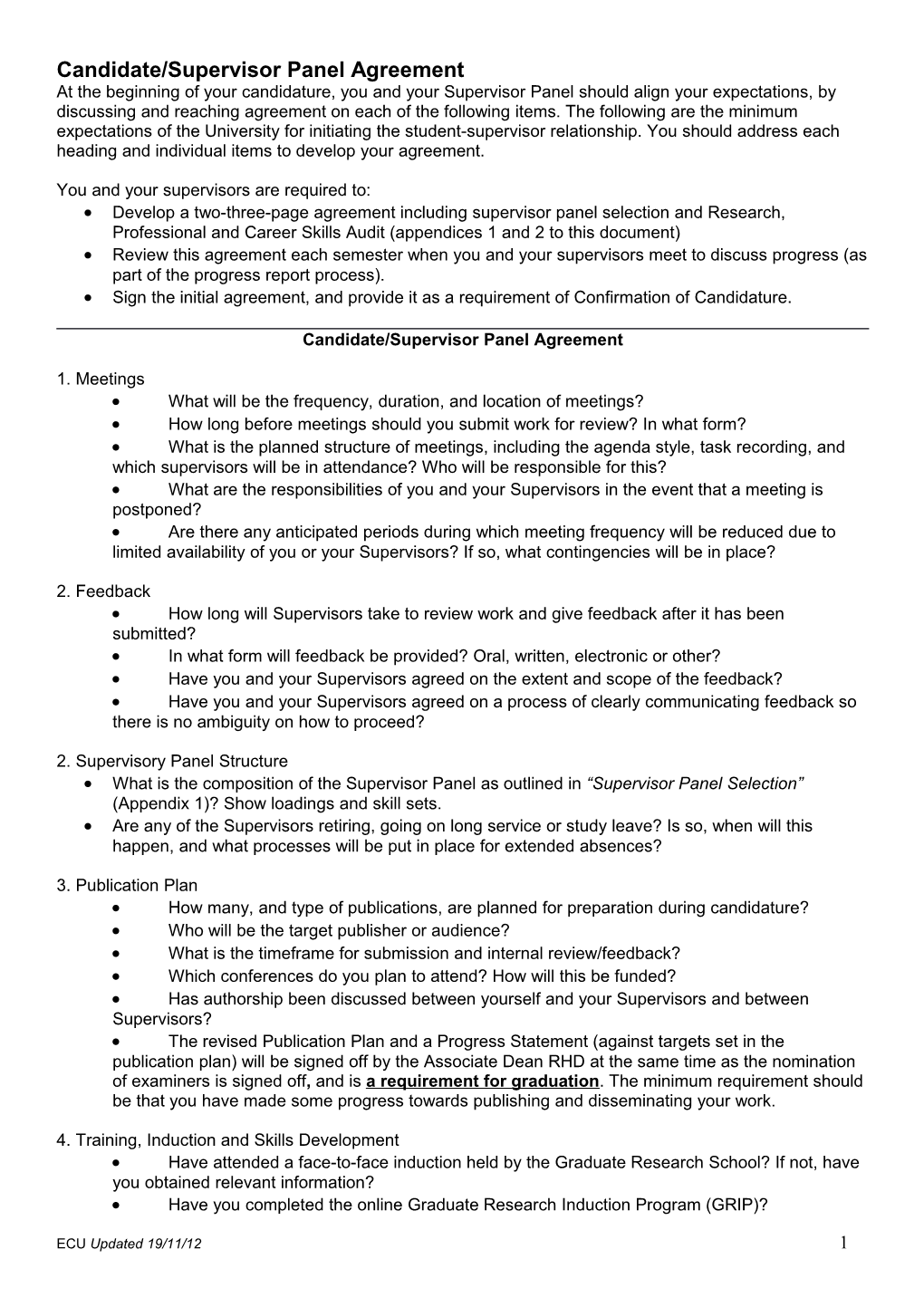 Candidate/Supervisor Panel Agreement