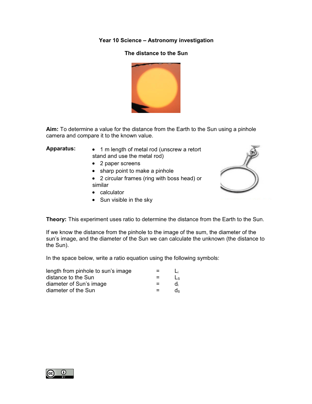 Year 10 Science Astronomy Investigation