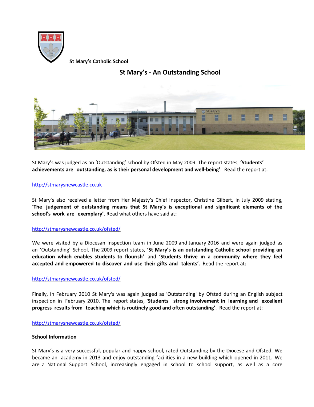 St Mary S- an Outstanding School