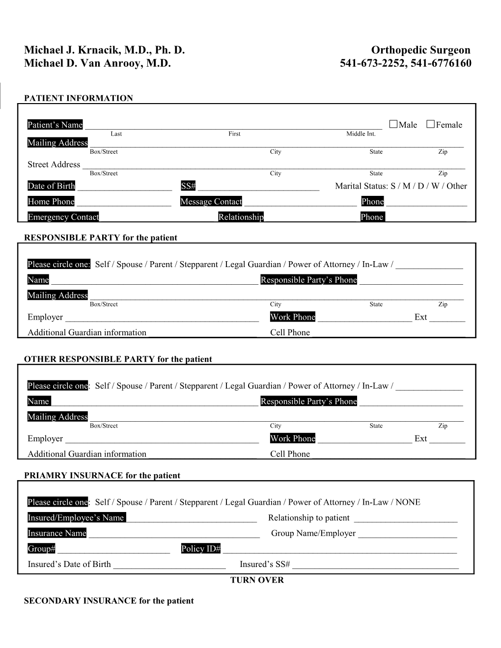 THIRD PARTY PAYOR: Auto / Worker S Comp / Home Owner S Policy