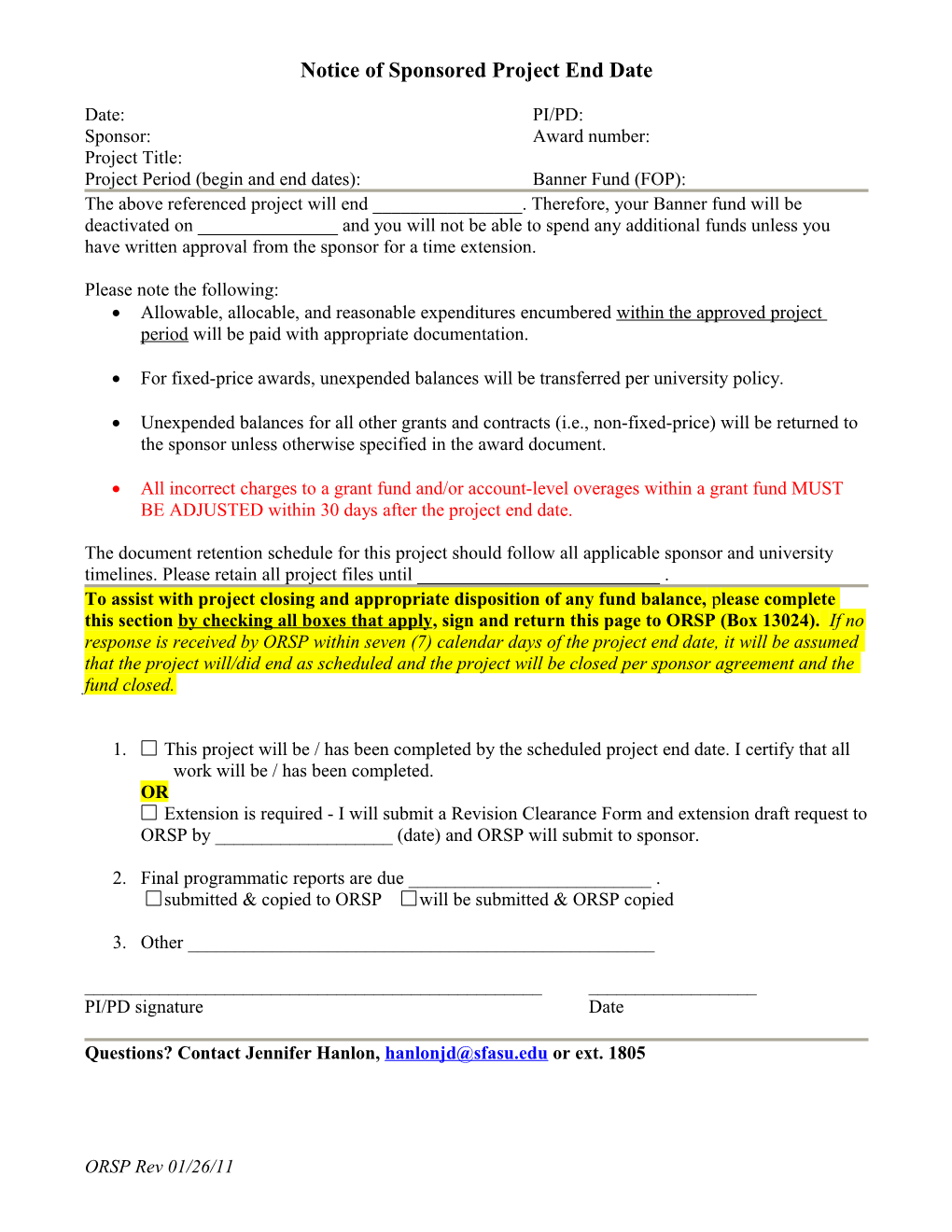 Notice of Pending Grant Or Contract Termination