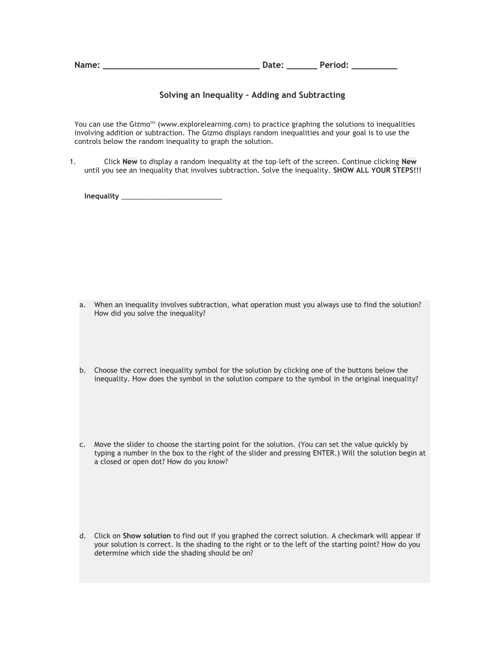 Solving an Inequality Adding and Subtracting