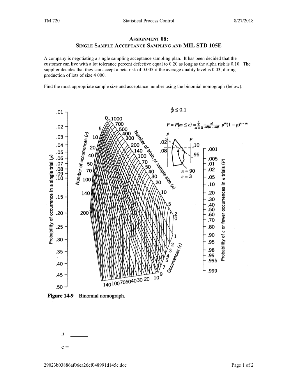 Final Review Problems: Nomograph, MIL 105E, Pa