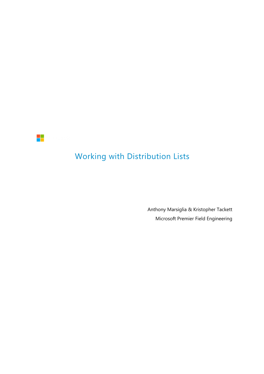 Working with Distribution Lists