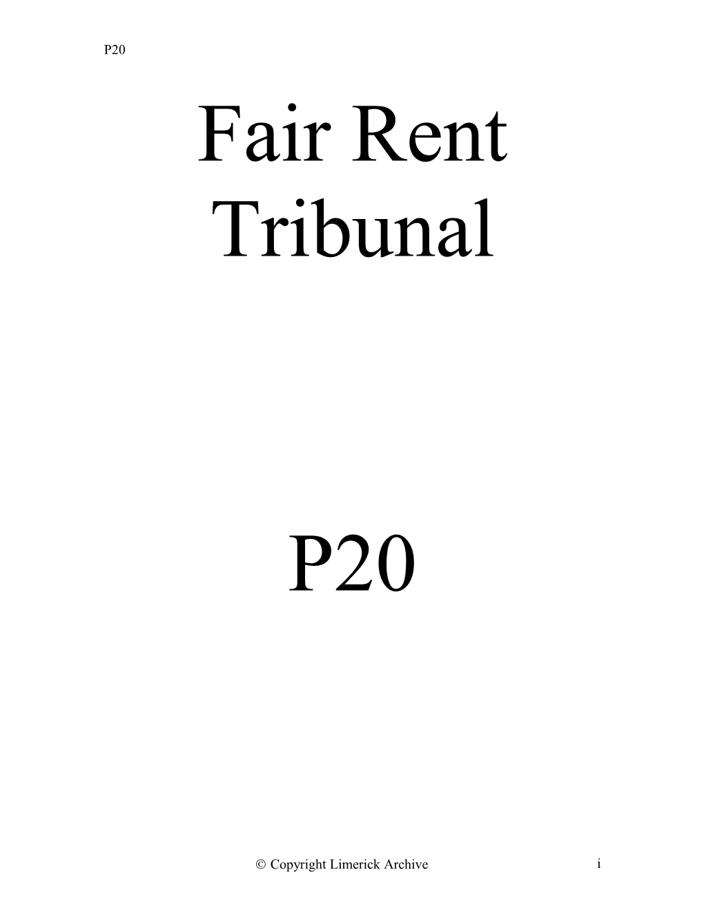 P20 Fair Rent Tribunal