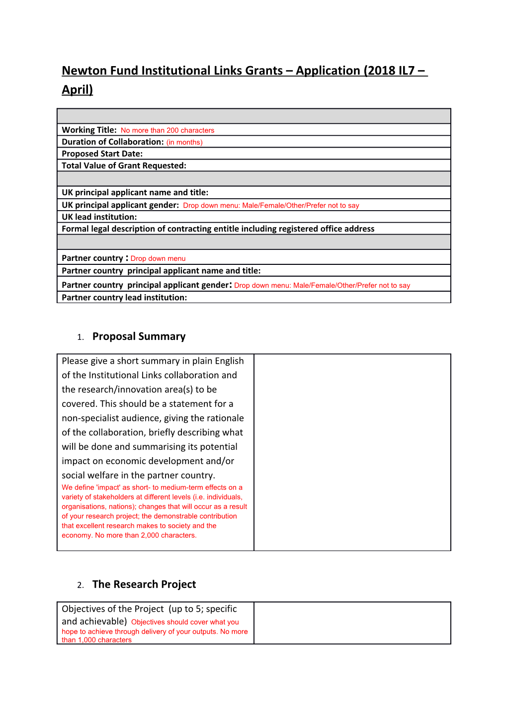 Newton Fund Institutional Links Grants Application (2018 IL7 April)