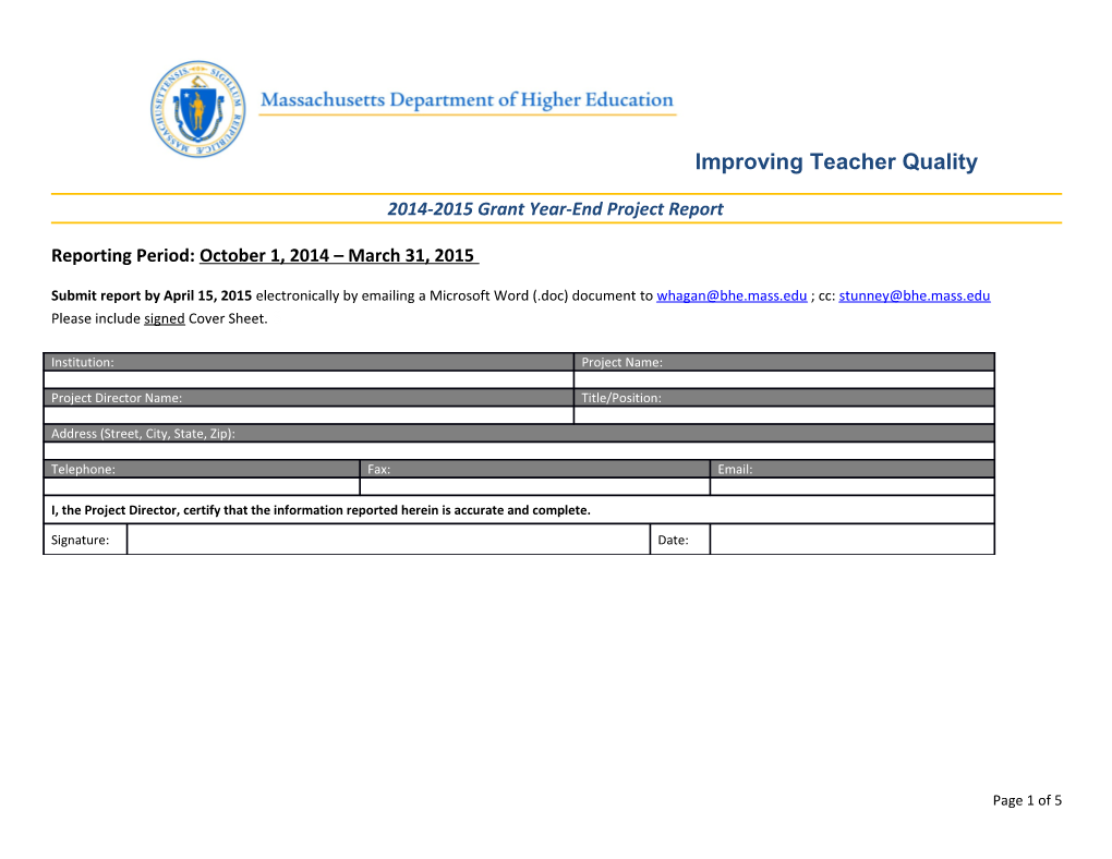 2014-2015 Grant Year-End Project Report