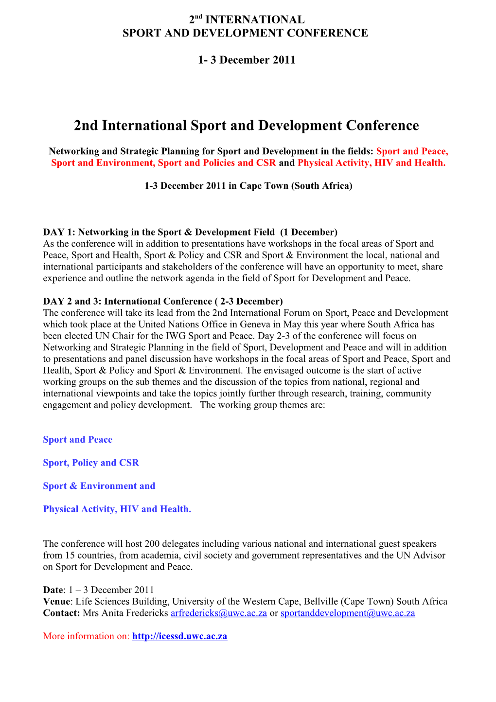 Sport and Development Conference