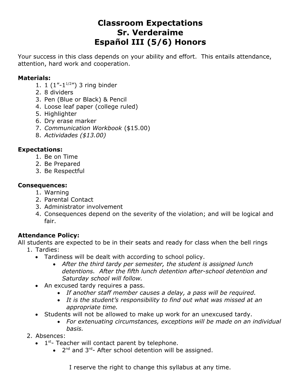 Classroom Expectations s1