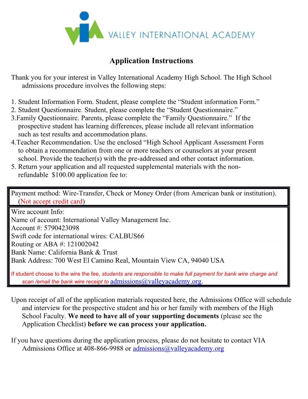 Southwestern Academy Application