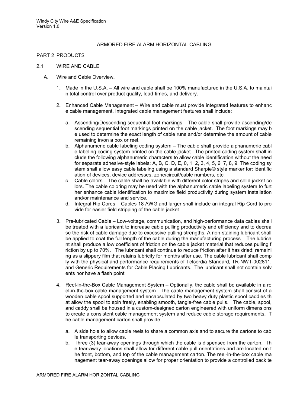 Windy City Wire A&E Specification s1