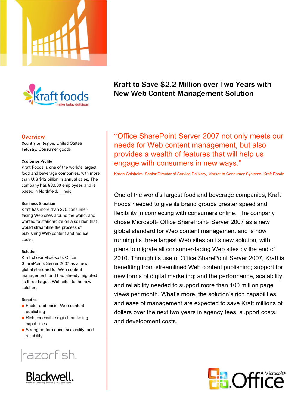Kraft to Save $2.1 Million Over Two Years with New Web Content Management Solution