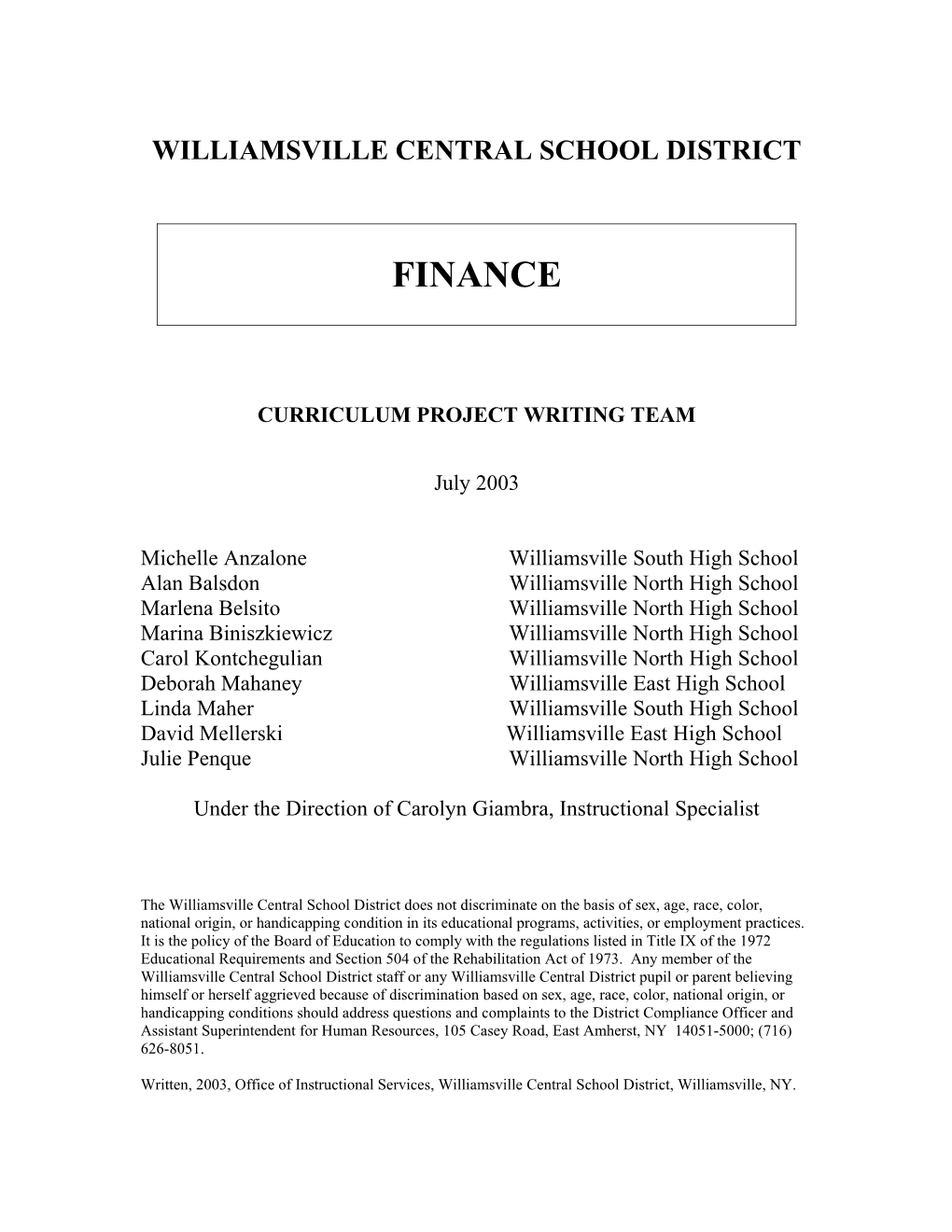 Williamsville Central School District