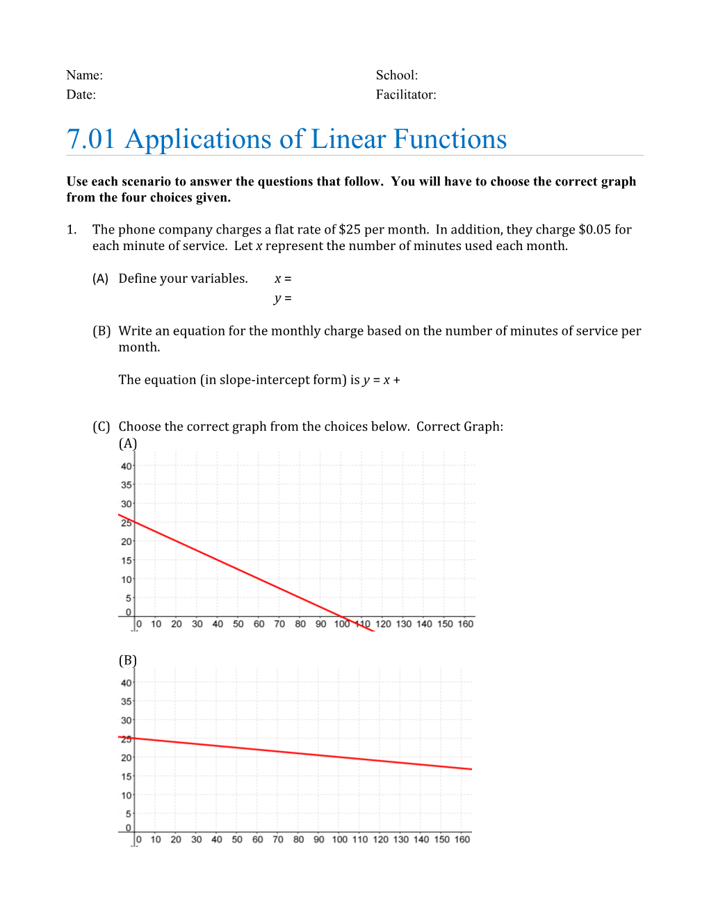 7.01Applications of Linear Functions