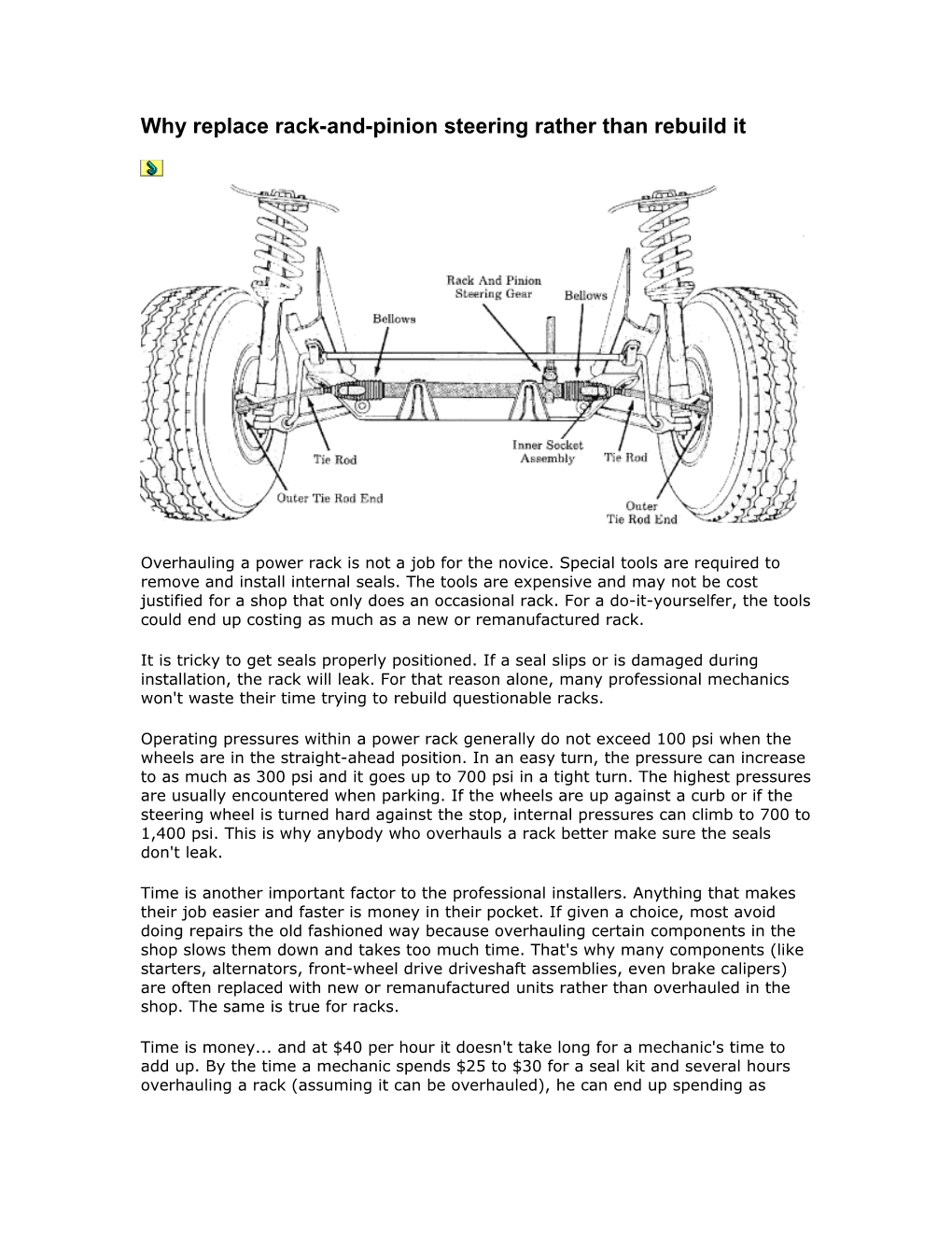 Why Replace Rack-And-Pinion Steering Rather Than Rebuild It