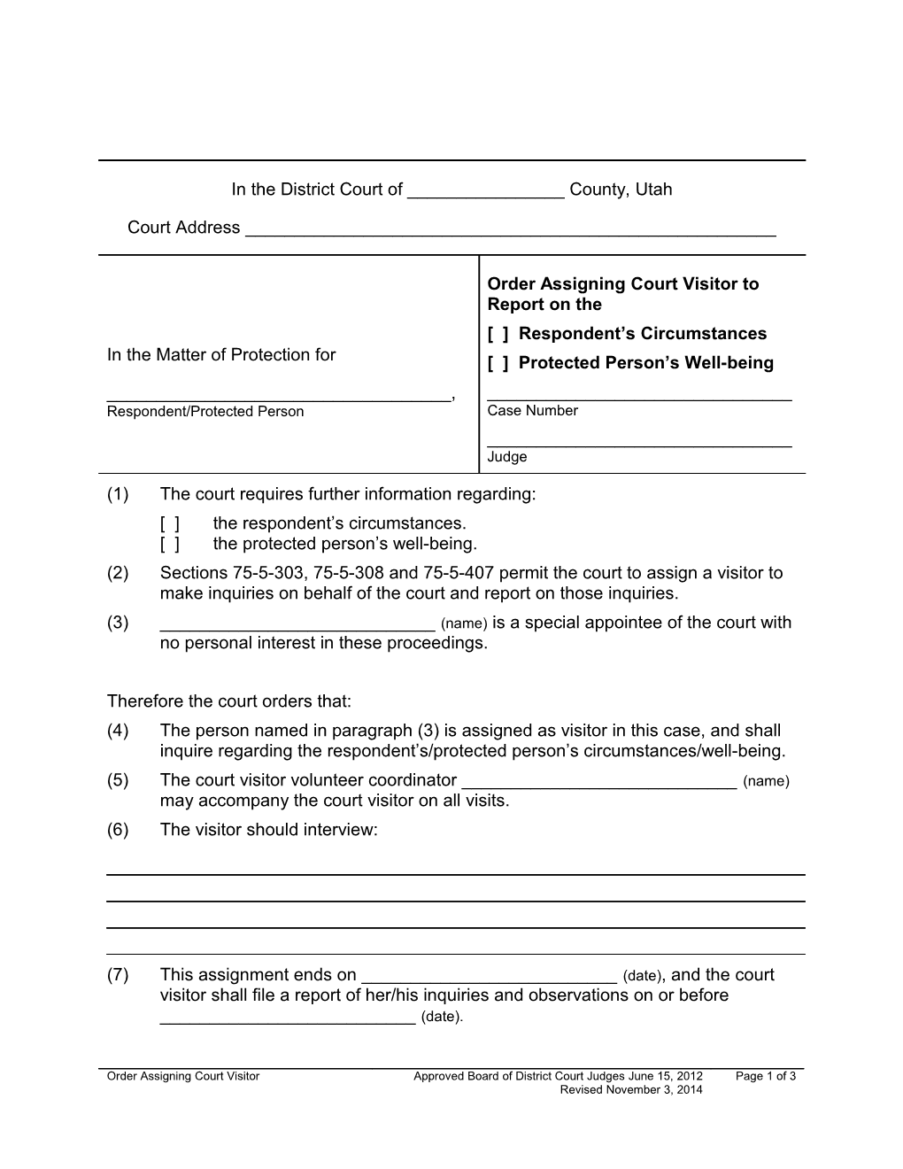 Order Assigning Court Visitor