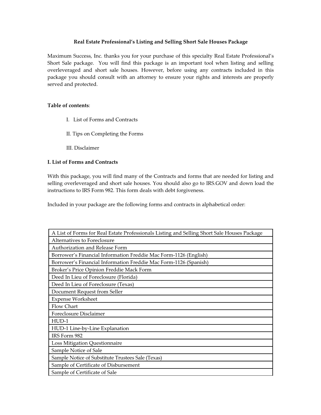 Investor Real Estate Purchasing Agreement, Sales Agreement, and Contract for Deed Package