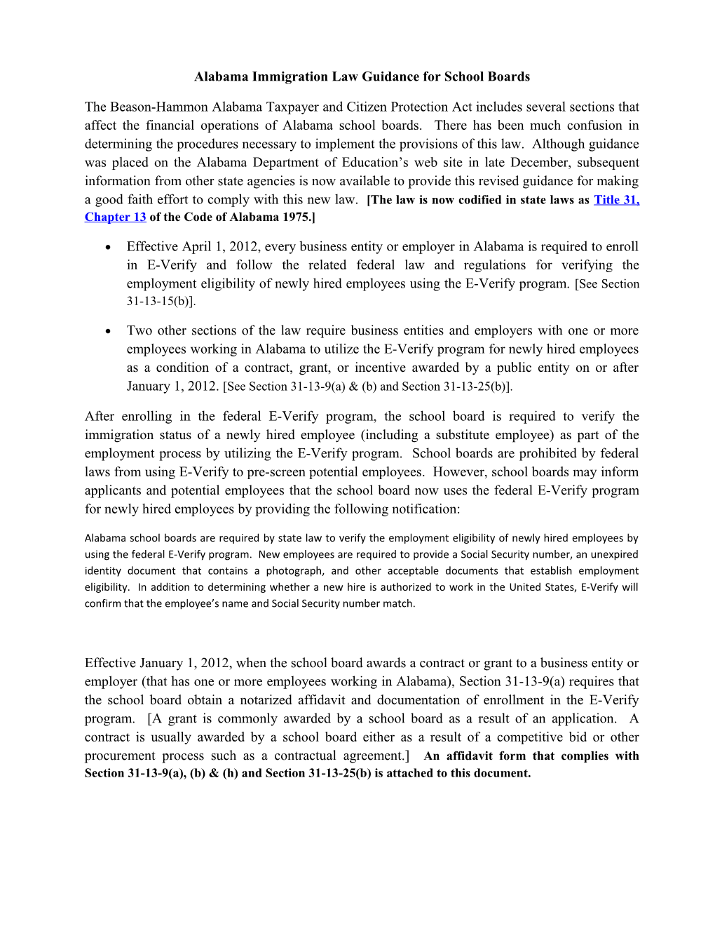 FORM for SECTIONS 9 (C) BEASON-HAMMON ALABAMA TAXPAYER and CITIZEN PROTECTION; CODE OF