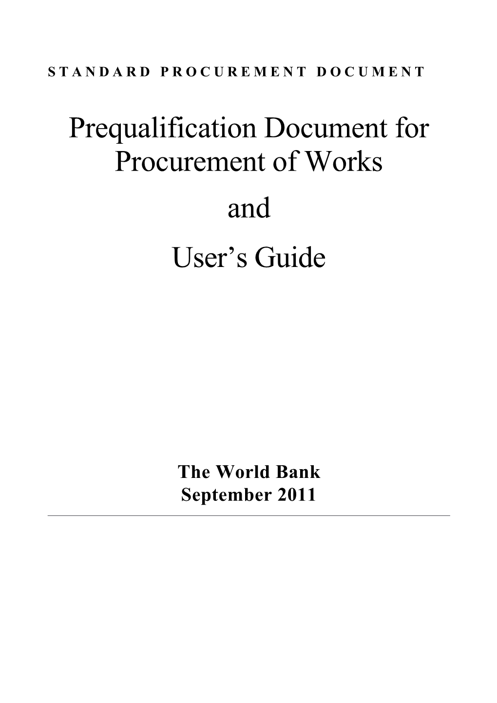 Standard Procurement Document