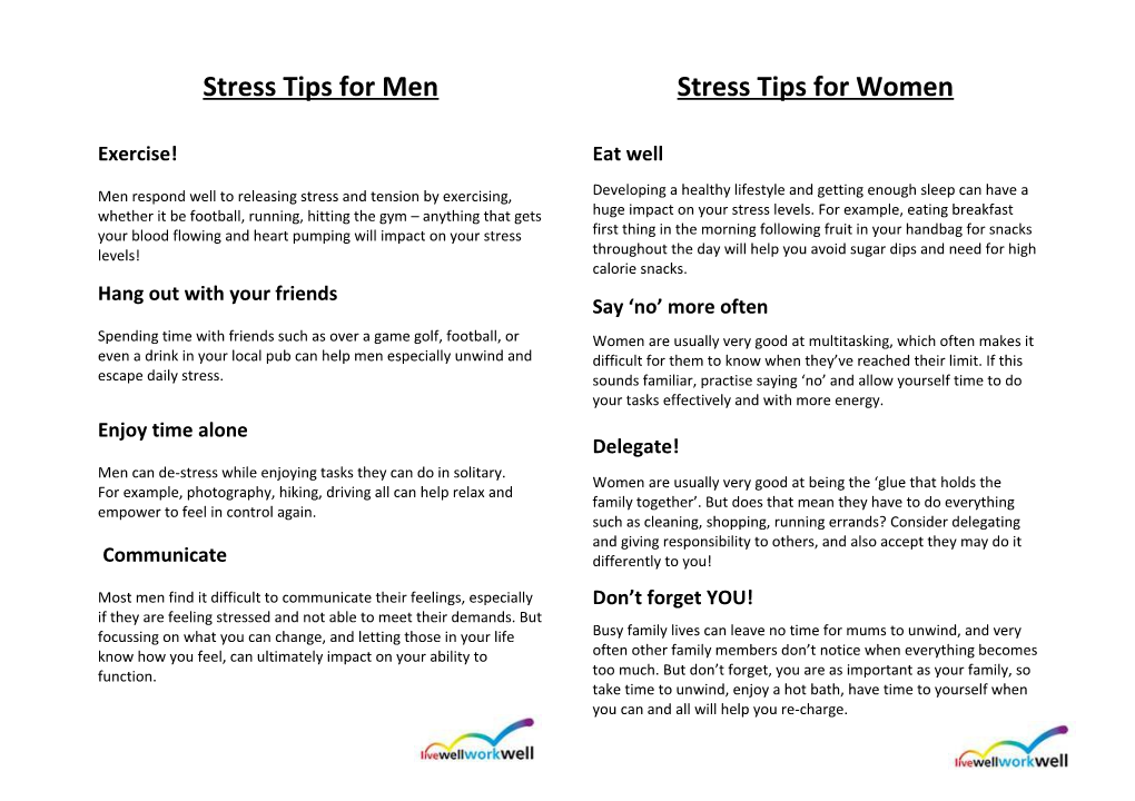 Stress Tips for Men