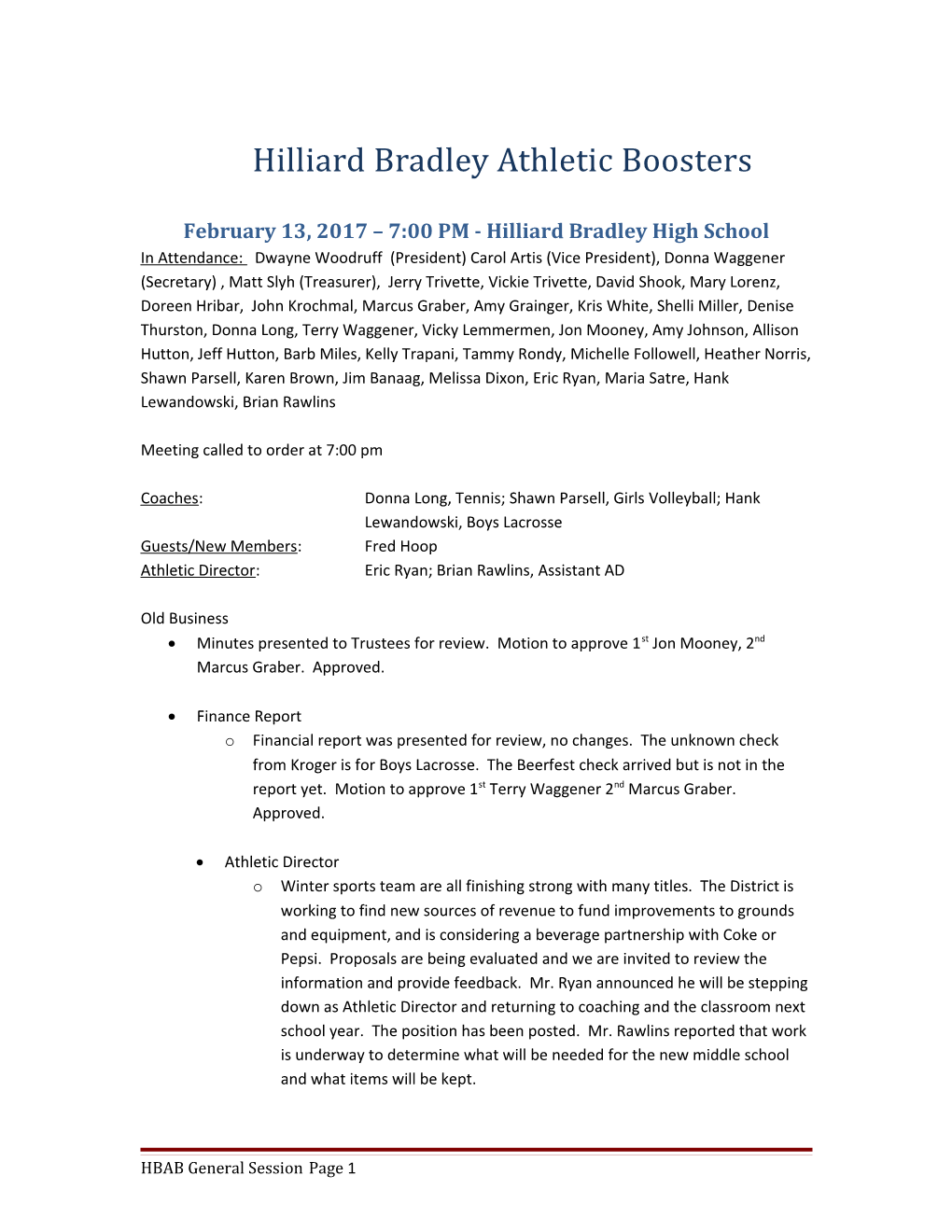 Hilliard Bradley Athletic Boosters