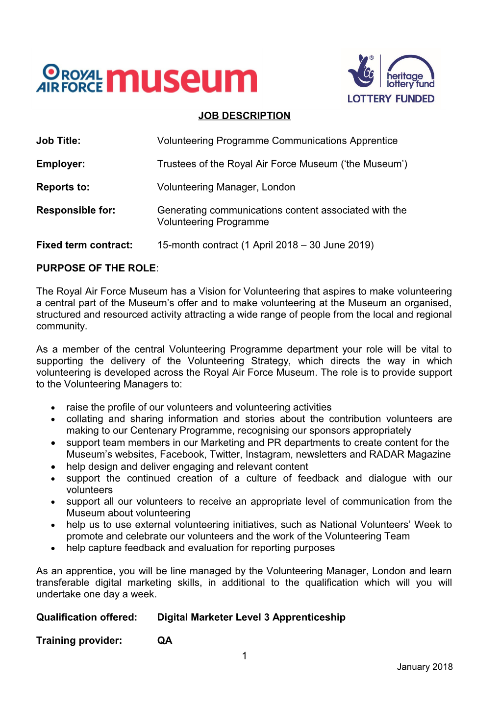 Job Title:Volunteering Programme Communications Apprentice