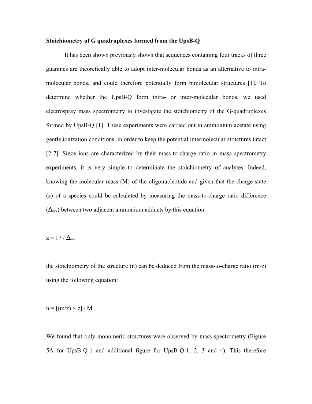 Stoichiometry of Upsb-PQS