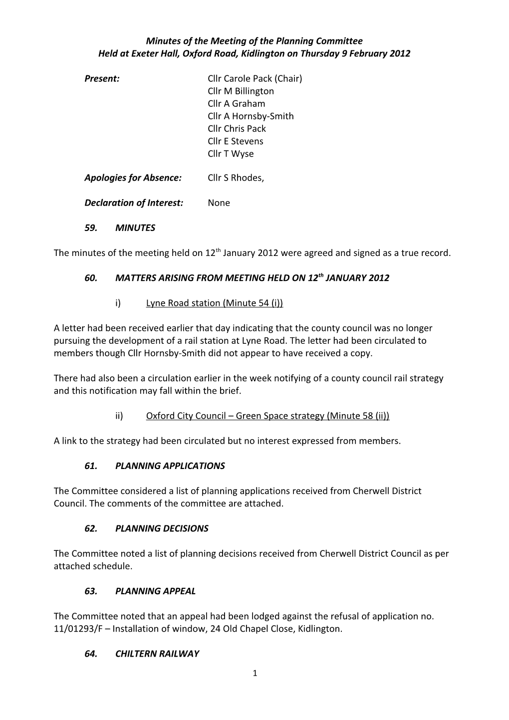 Minutes of the Meeting of the Planning Committee s1