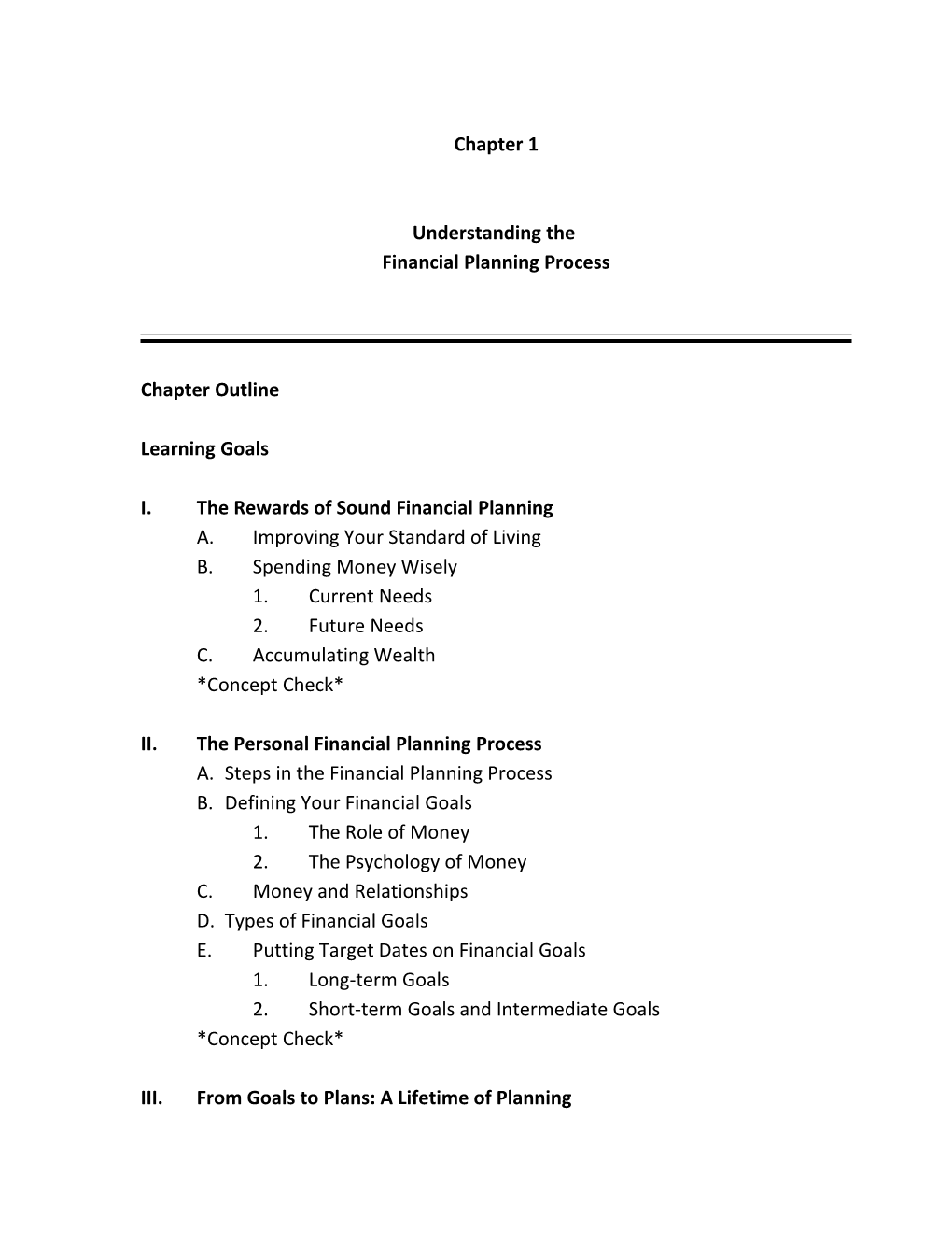 Understanding the Financial Planning Process Chapter 1