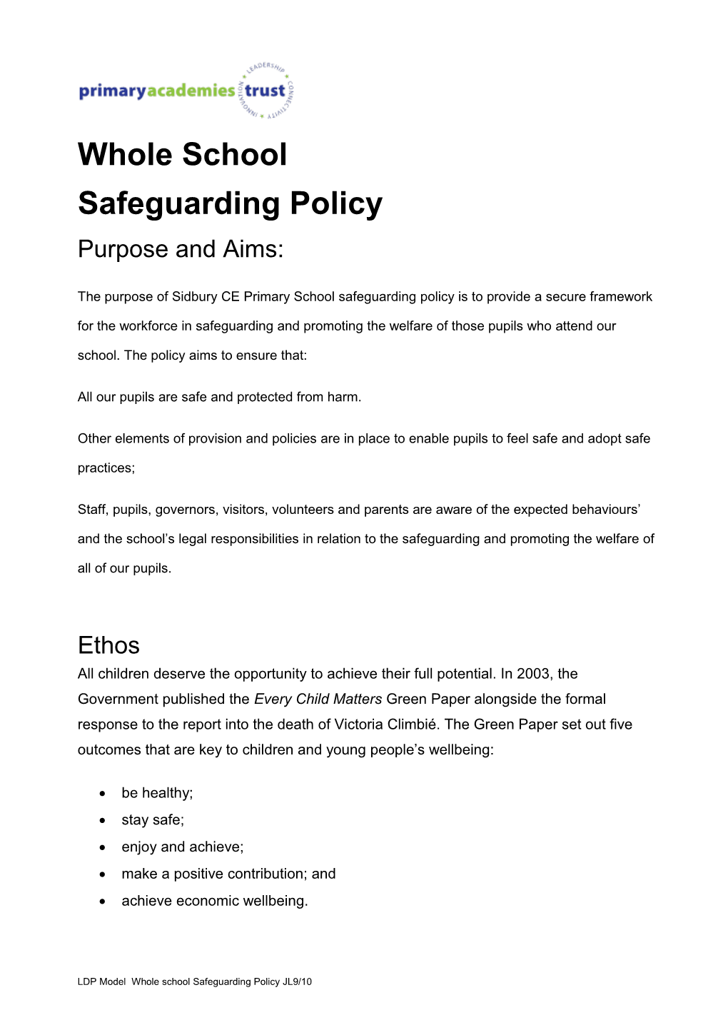 Whole School Safeguarding Policy